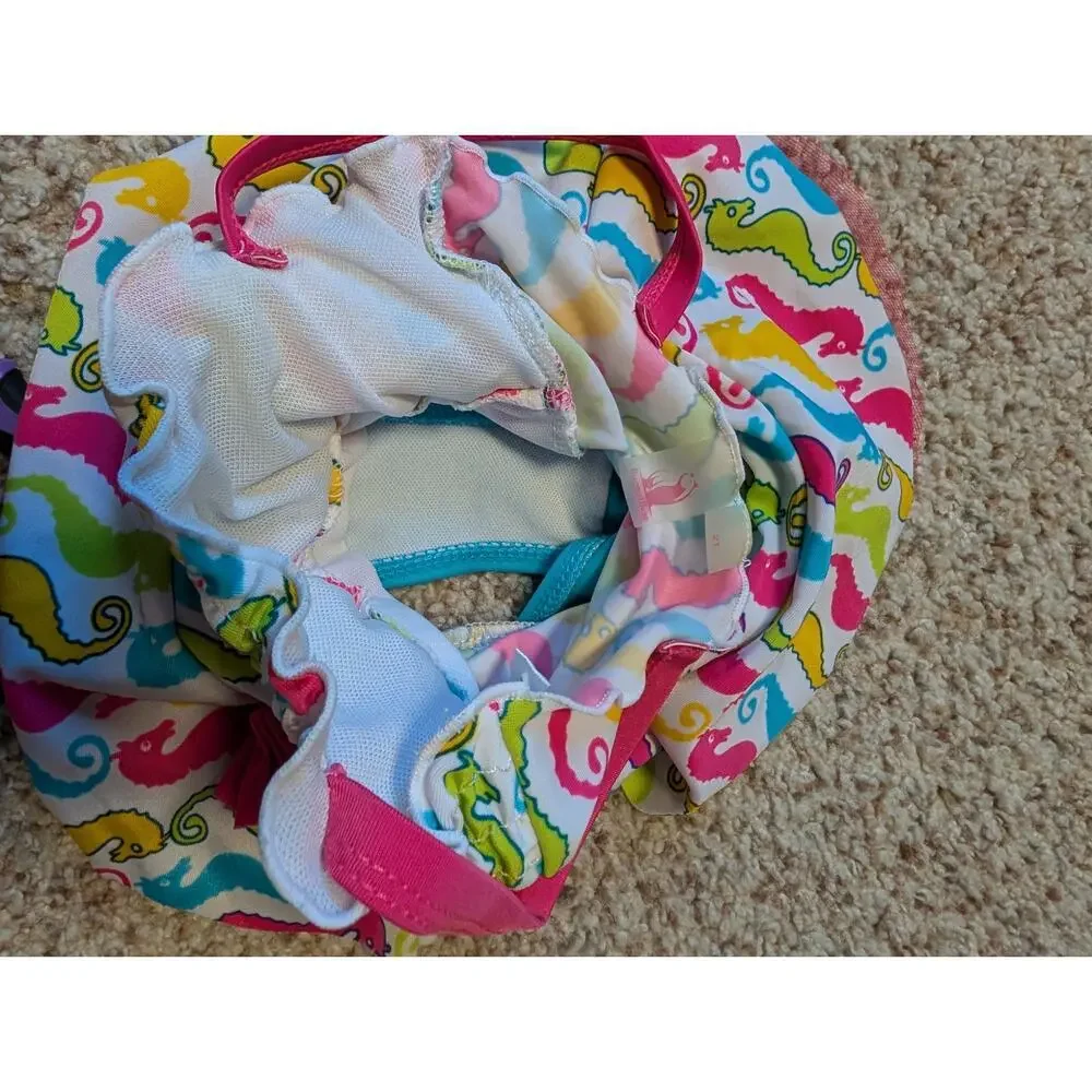 RUGGED BEAR seahorsel ruffled baby girls swim suit, 24 mos/2T